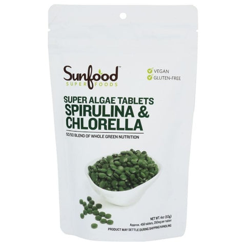 SUNFOOD SUPERFOODS: Spirulina Chlorella Tb, 4 oz