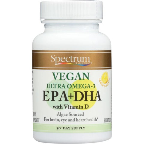 SPECTRUM ESSENTIAL: Vegan Ultra Omega-3 Epa + Dha with Vitamin D, 60 Sg