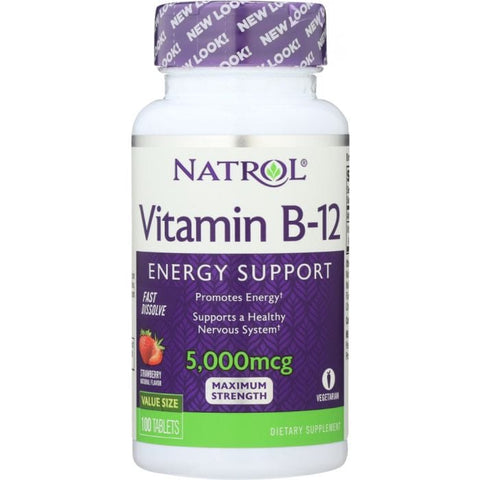 NATROL: Vitamin B-12 Fast Dissolve Strawberry 5000 Mcg, 100 tablets
