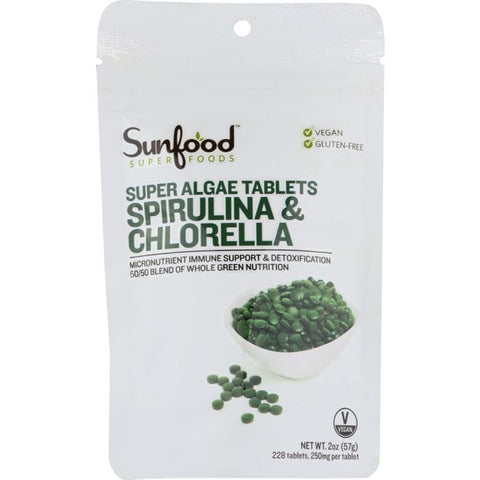 SUNFOOD SUPERFOODS: Spirulina Chlorella Tablets, 2 oz