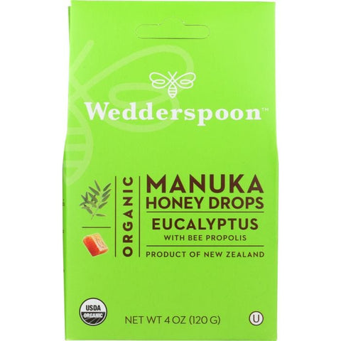 WEDDERSPOON: Organic Manuka Honey Drops Eucalyptus, 4 oz