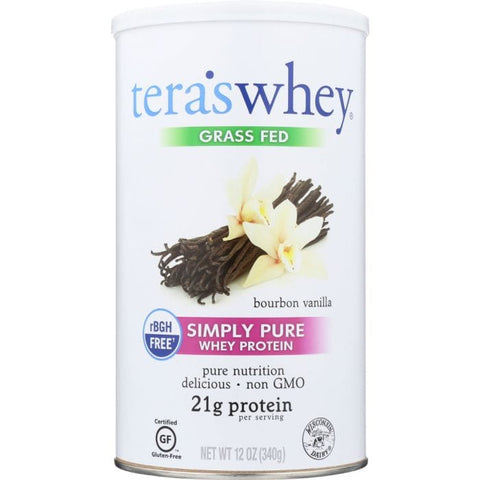 TERA'S WHEY: Grass Fed rBGH Free Whey Protein Bourbon Vanilla, 12 oz