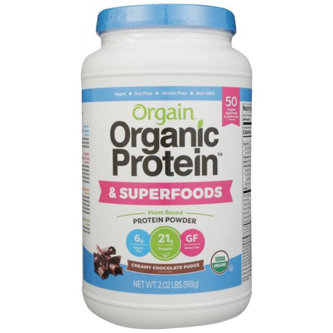 ORGAIN: Organic Protein & Superfoods Creamy Chocolate Fudge Powder, 2.02 lb