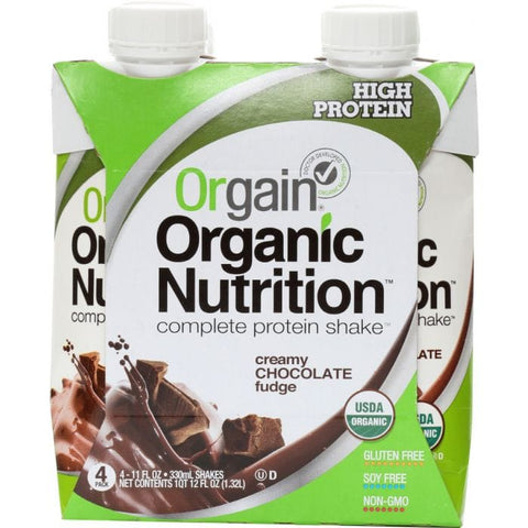 ORGAIN: Organic Nutritional Shake Creamy Chocolate Fudge 4 count, 44 oz