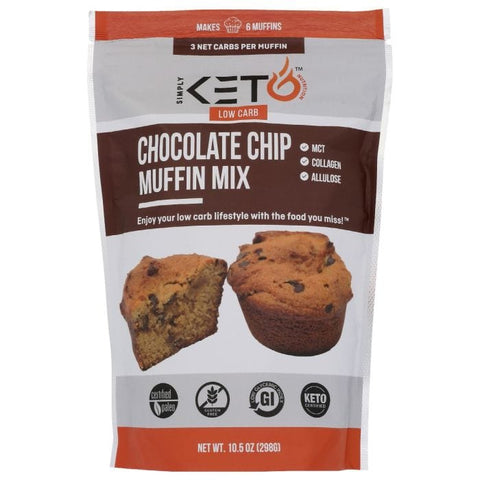 SIMPLY KETO NUTRITION: Low Carb and Keto Friendly Chocolate Chip Muffin Mix, 10.5 oz