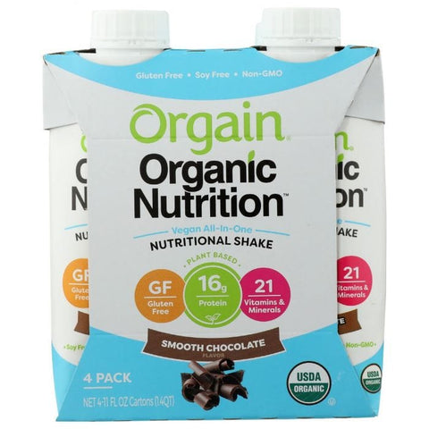 ORGAIN: Smooth Chocolate Nutritional Shake 4Pk, 44 fo