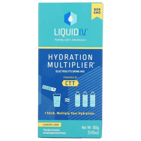 LIQUID IV: Hydration Multiplier Lemon Lime Electrolyte Drink Mix 10 Count Sticks, 5.65 oz