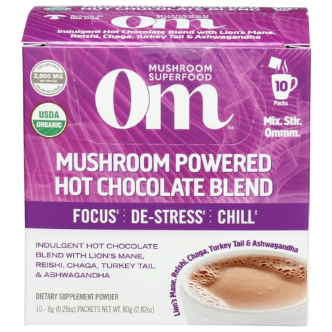 OM MUSHROOMS: Mushroom Hot Chocolate Blend 10 Packets, 2.82 oz